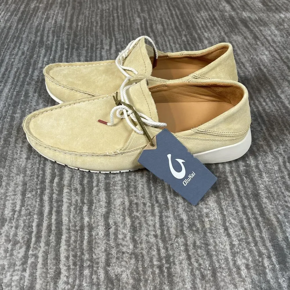 OluKai Shoes Mens Size 11 Beige Ka'a Driver Moccasin Casual Comfort 10534-GSGS